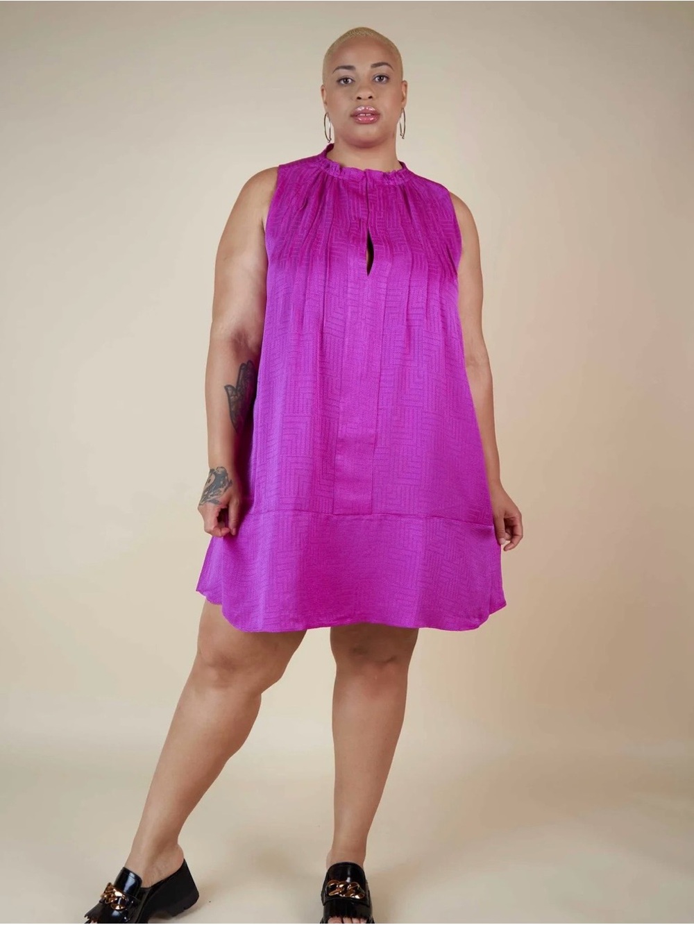 Tamara Malas Ultra Violet Fuchsia Nicole Midi Dress 14/16 2X Wool Cashmere blend
